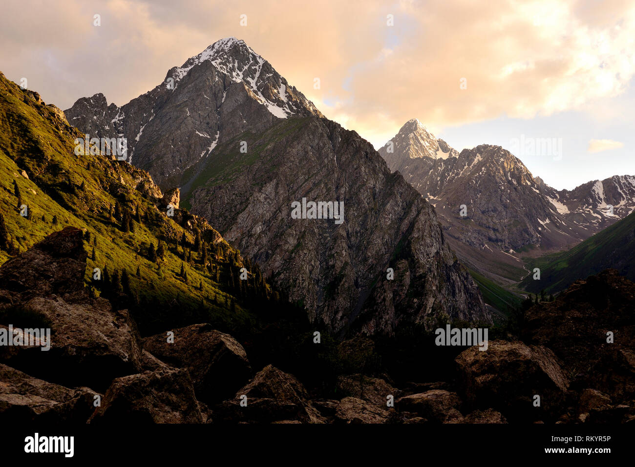 Karakol valley landscape, near Karakol, Kyrgyzstan Stock Photo