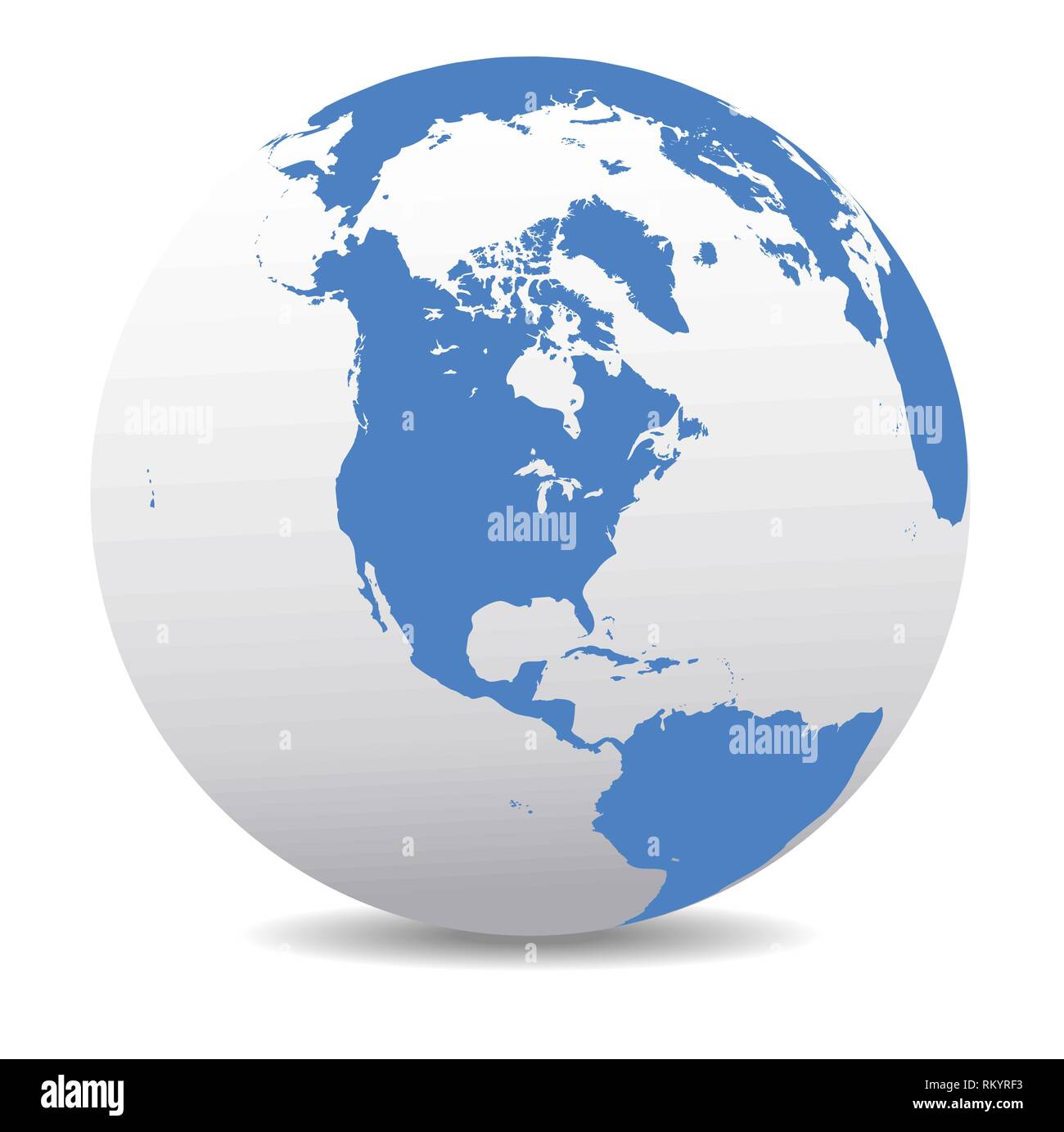 North, South AMERICA, Global World, Vector Map Icon of the world in Globe form Stock Vector