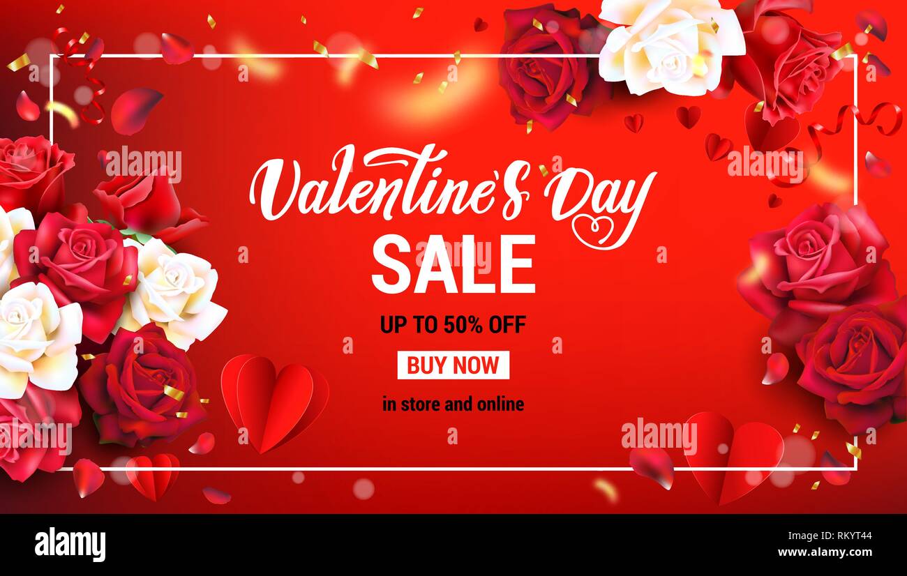 Festive Banner For Valentine S Day Sale Holiday Design Elements