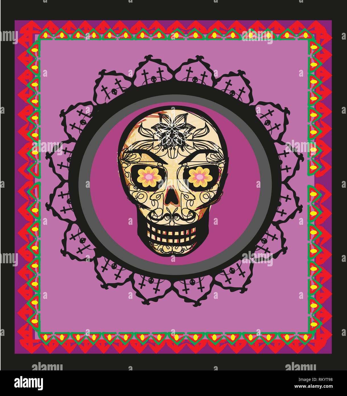 card with mexican skull Stock Photo