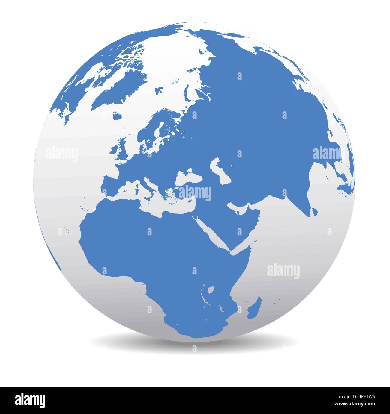 Middle East, Russia, Europe, and Africa, Global World, Vector Map Icon of the World Globe Stock Vector