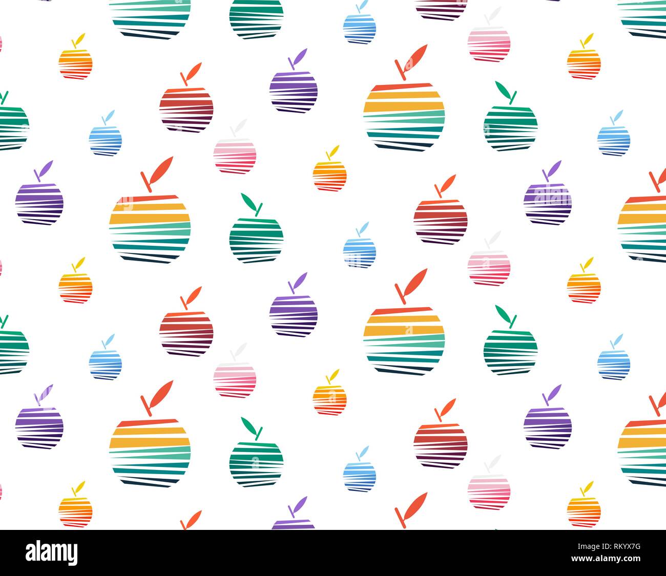 vector illustration set of bright apples pattern Stock Vector