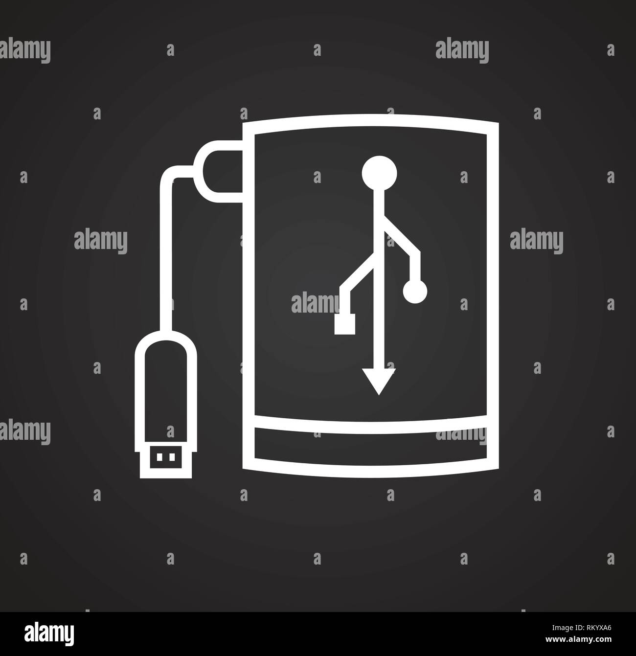 Data storage device icon on black background for graphic and web design ...