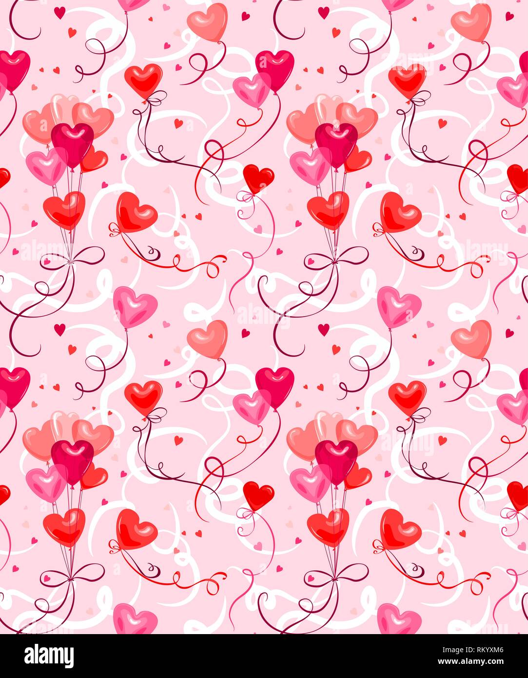 Holiday seamless pattern with heart shape balloons. Stock Vector
