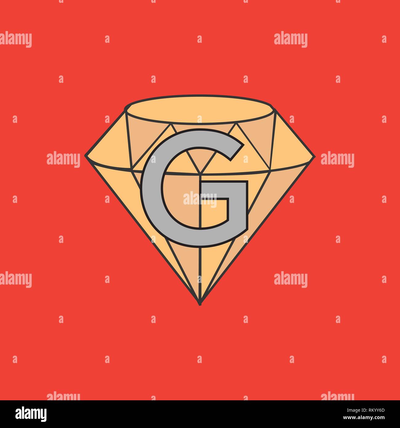 vector illustration of a diamond company logo with the letter g Stock Vector