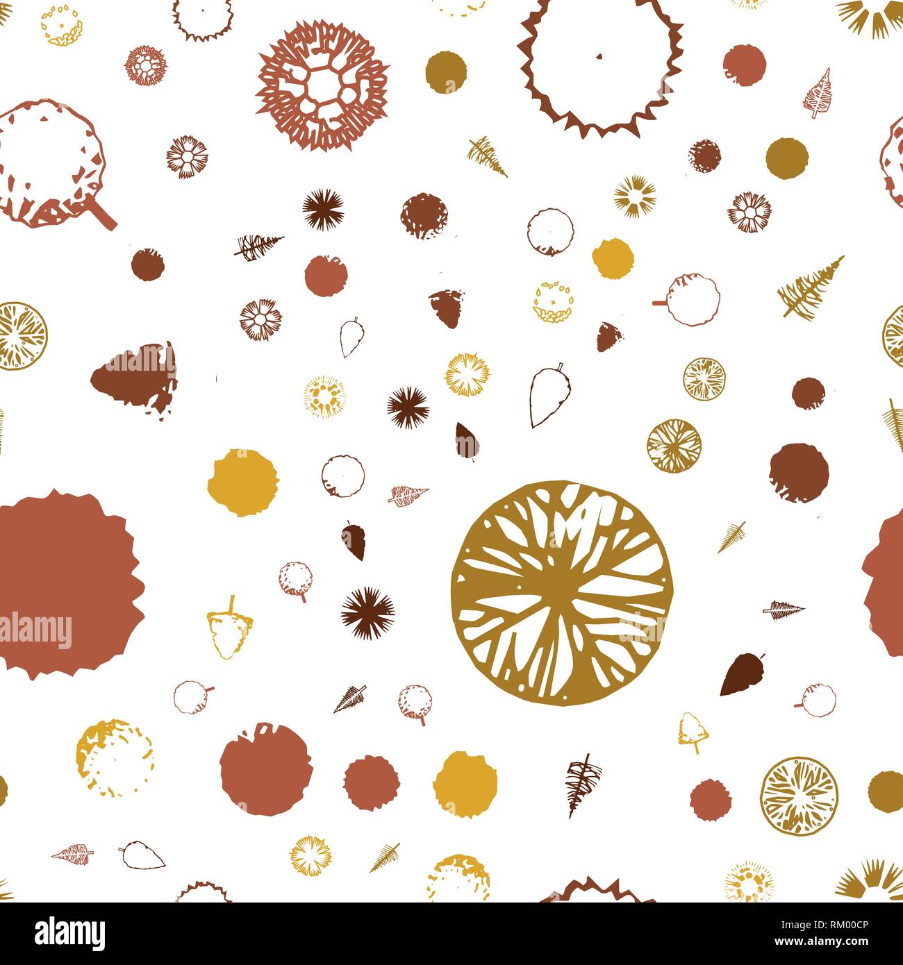 Pattern with topographic trees icons. Vector streamless pattern Stock Vector
