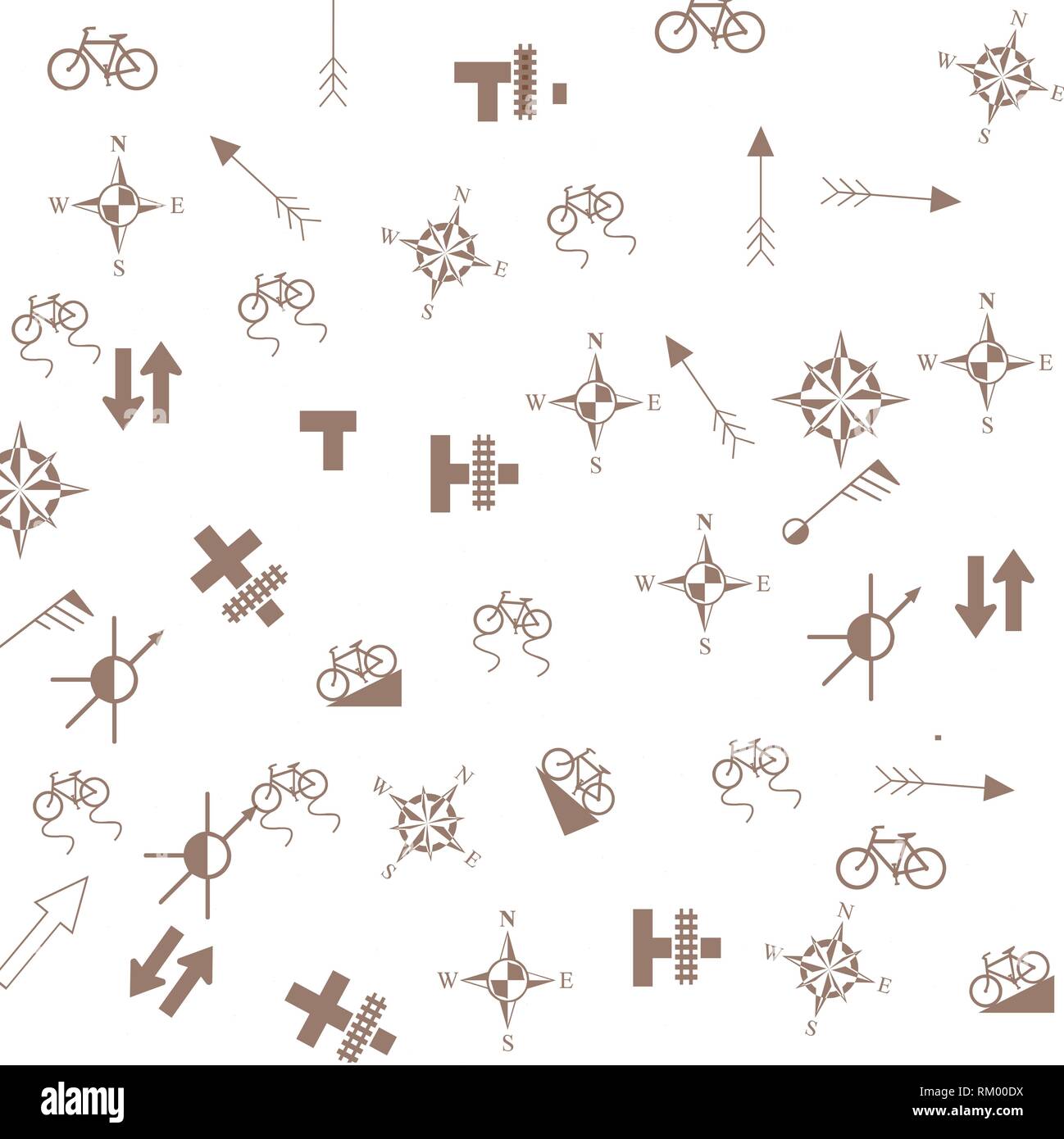 Vector streamless  pattern with topographic icons Stock Vector