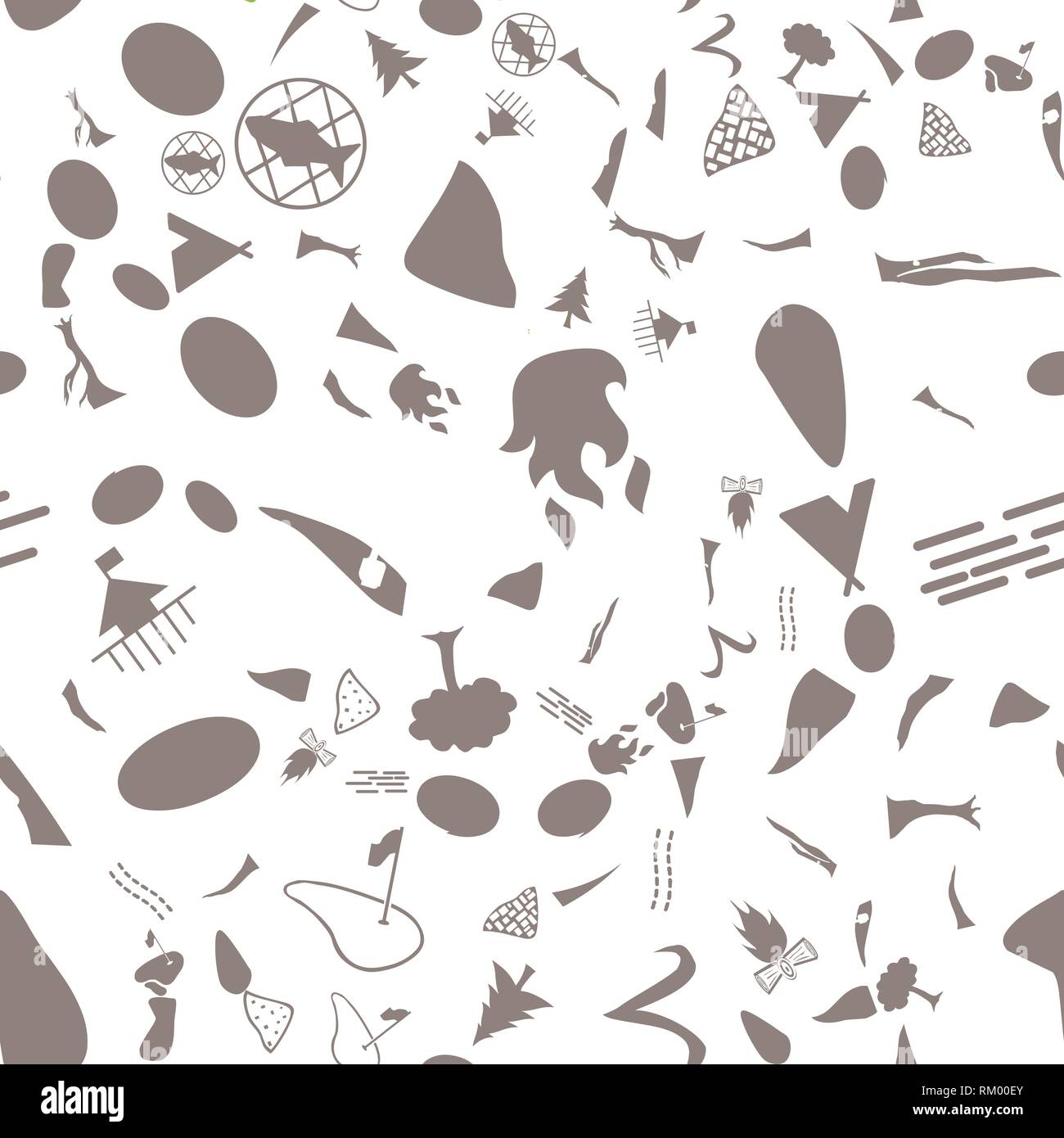 Streamless pattern with topographic icons. Vector illustration. Light background Stock Vector