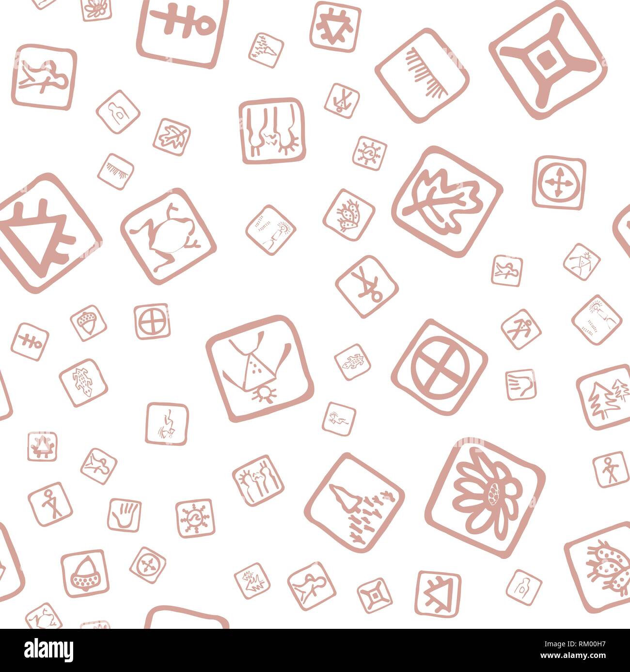 Streamless pattern with topographic icons. Drawing doodling map ...
