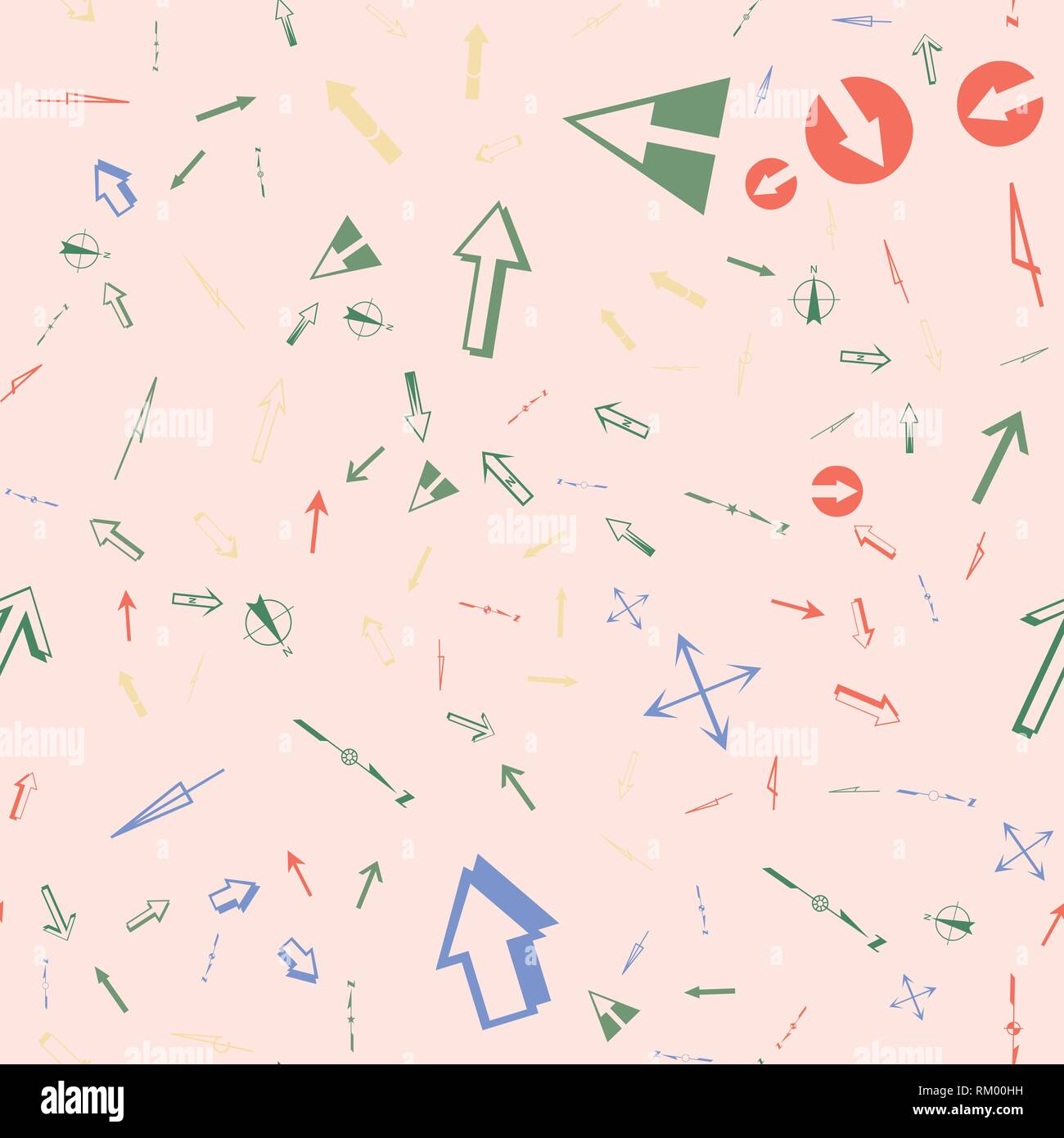 Streamless pattern with topographic arrow icons. Vector abstract ...