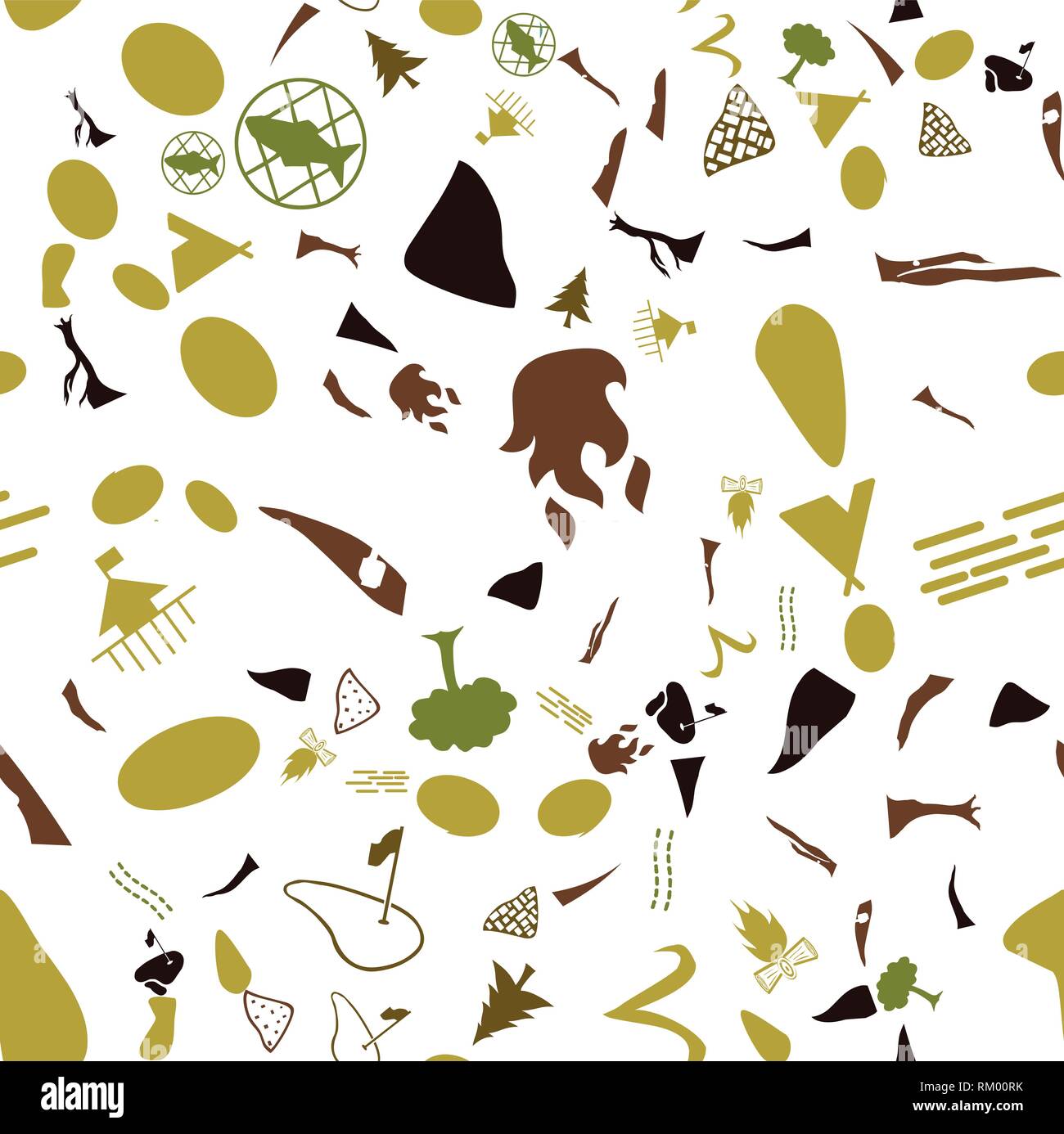 Vector streamless pattern with topographic icons. Abstract illustration. Stock Vector