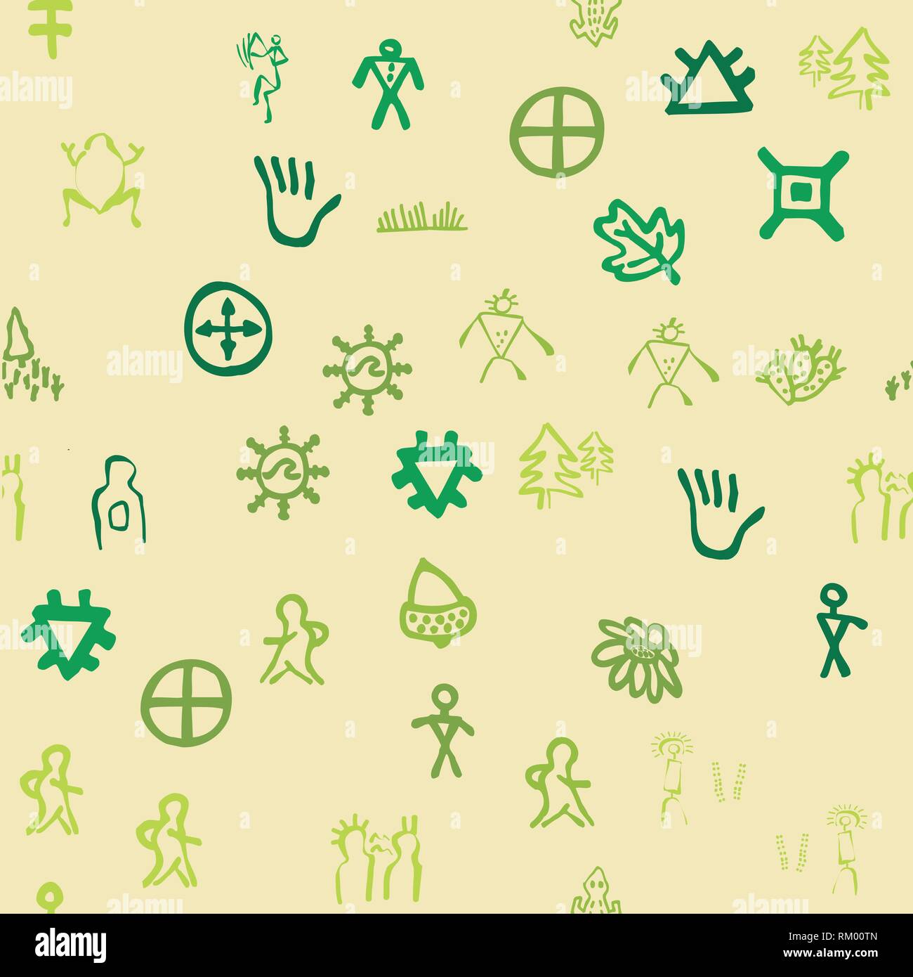 Vector streamless pattern with topographic icons Stock Vector