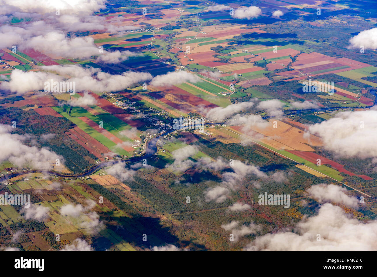 Aerial view of SaintCasimir area with fall color at Canada Stock Photo Alamy