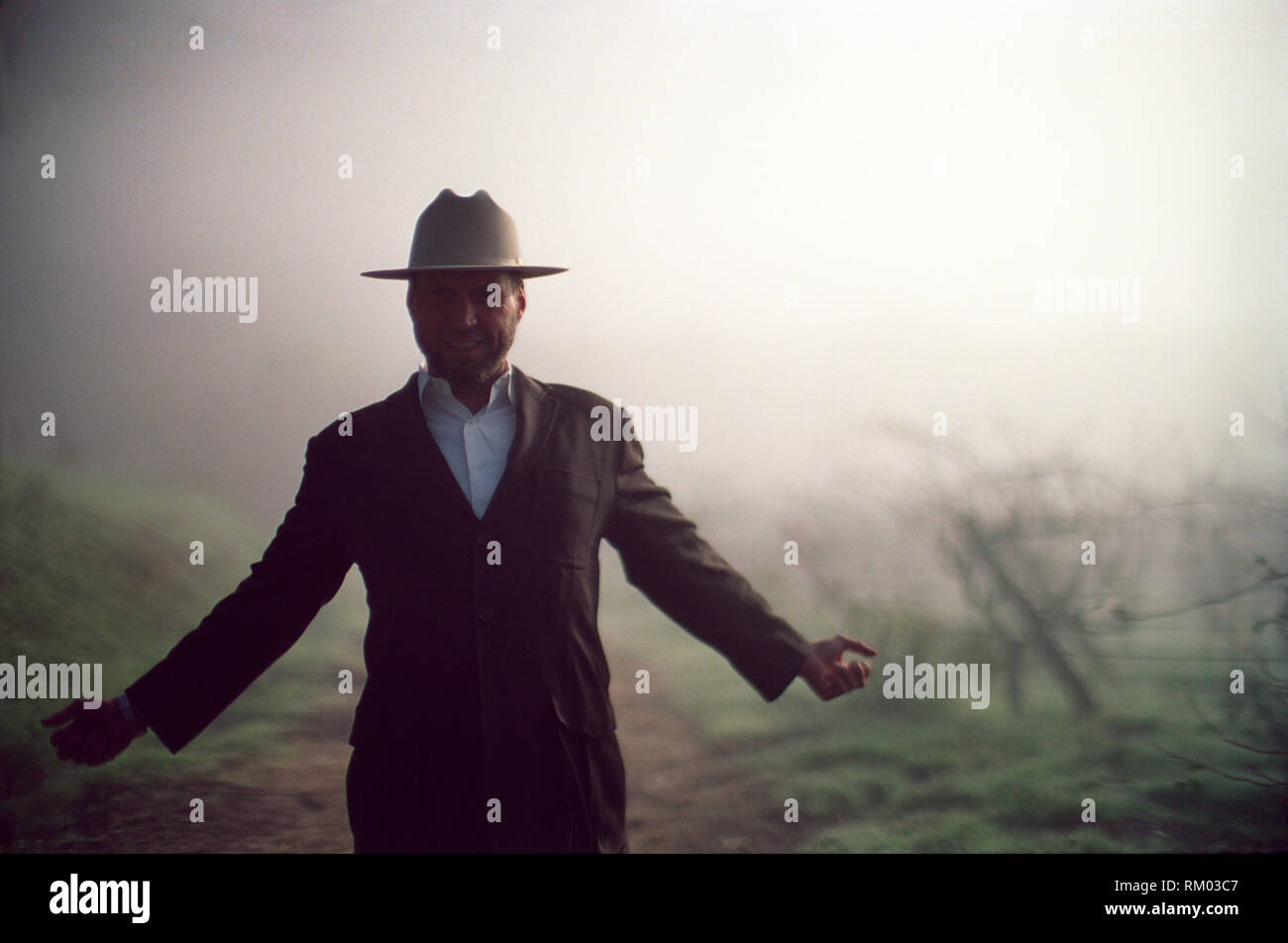 Front view of a mature man wearing hat. Stock Photo