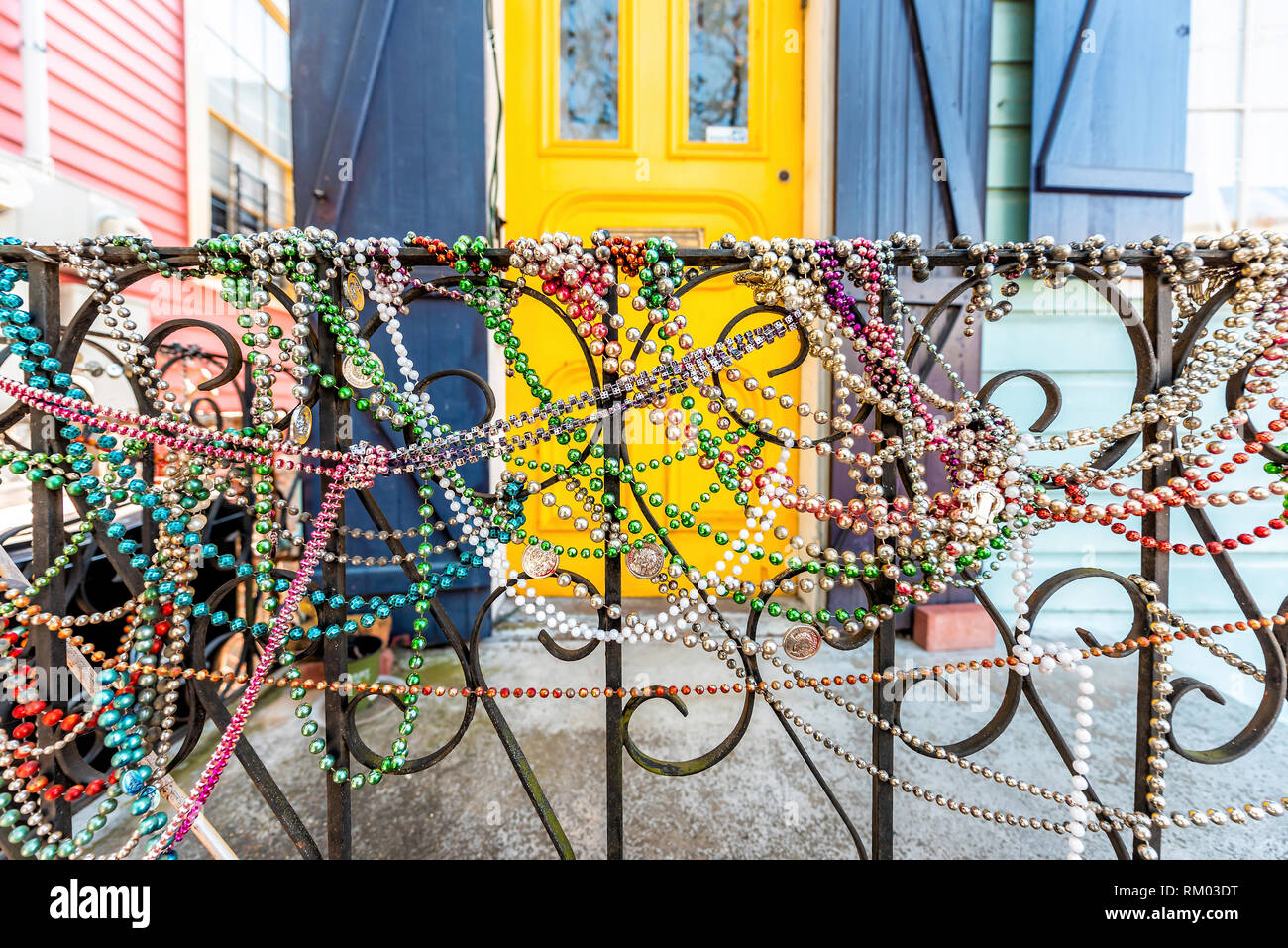 mardi gras bead fence