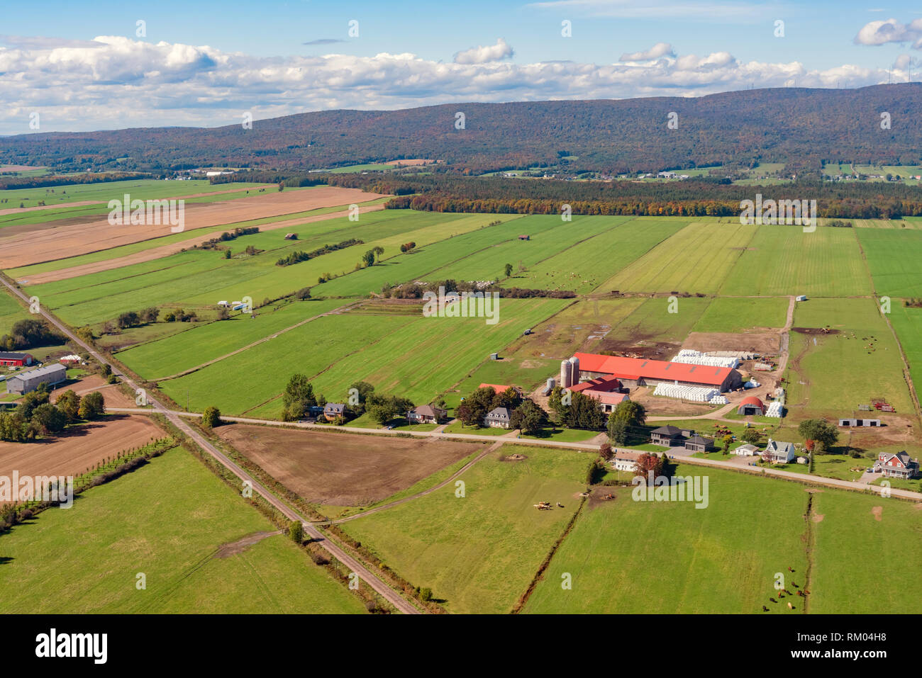 Aerial view of some rural landscape near the Quebec Airport at Canada Stock Photo