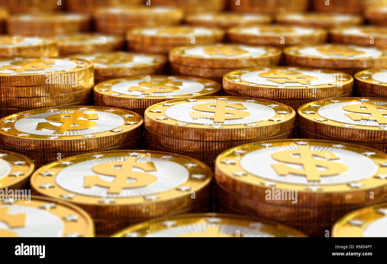 Golden dollar coins hi-res stock photography and images - Alamy
