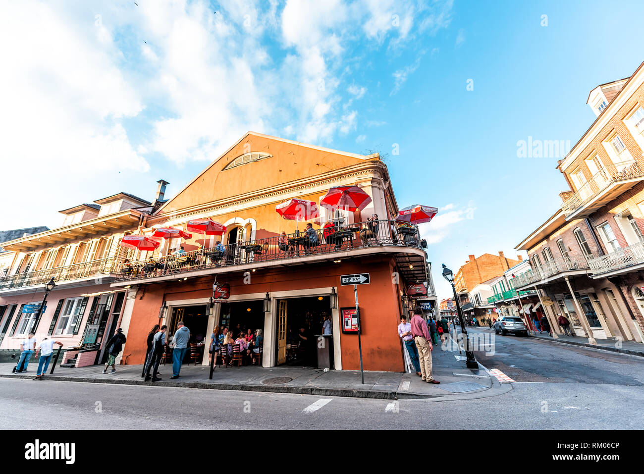 New Orleans, USA April 23, 2018 Old town Chartres street in Louisiana famous city shops in