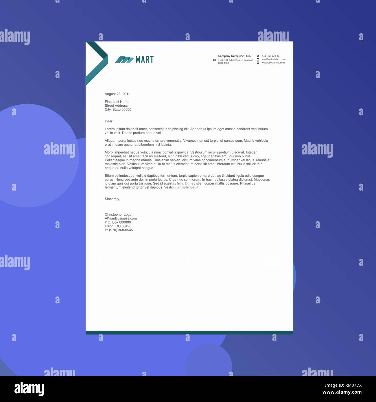 Professional Letterhead Design Template Stock Vector Image & Art - Alamy