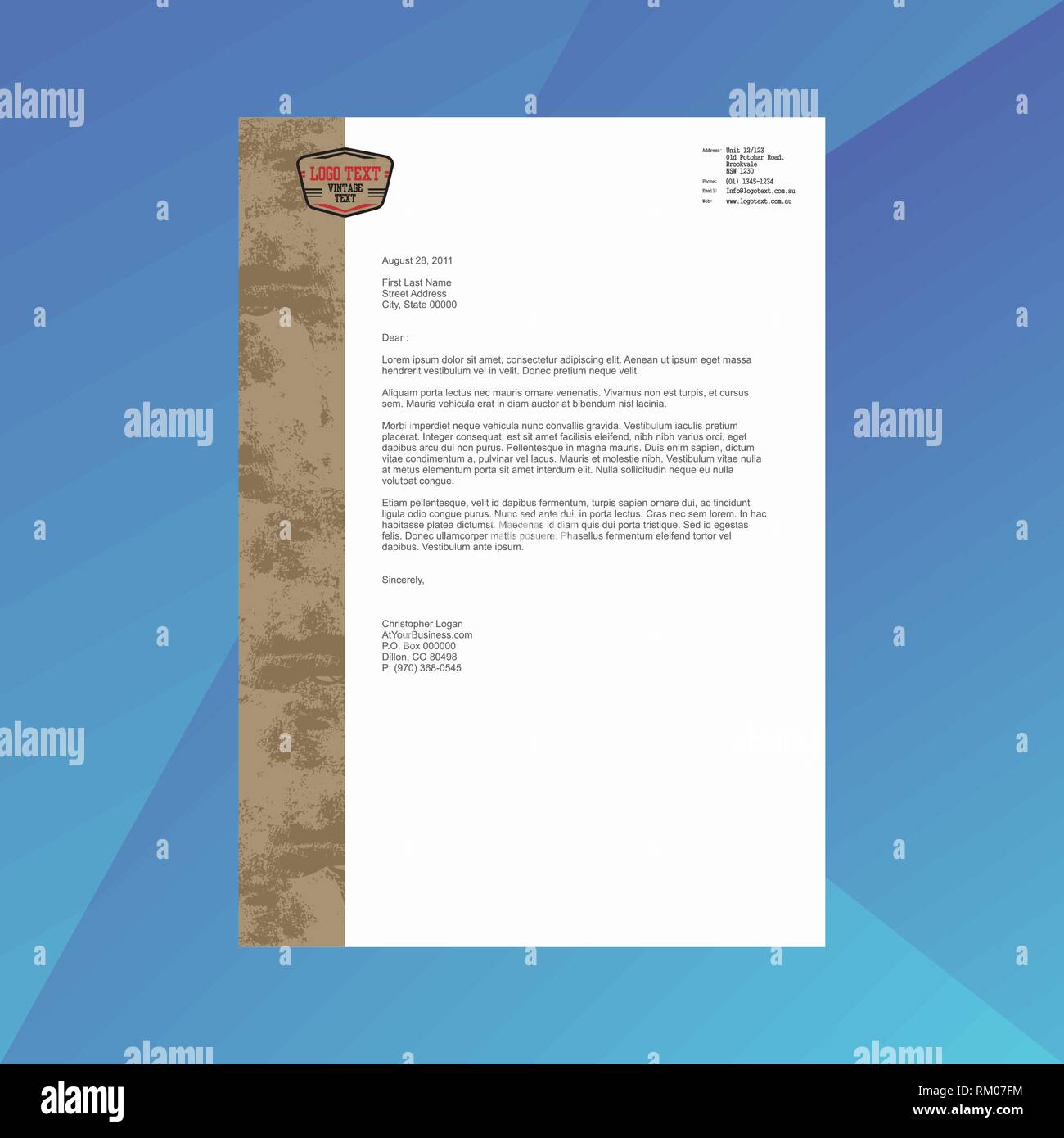 Professional Letterhead Design Template Stock Vector