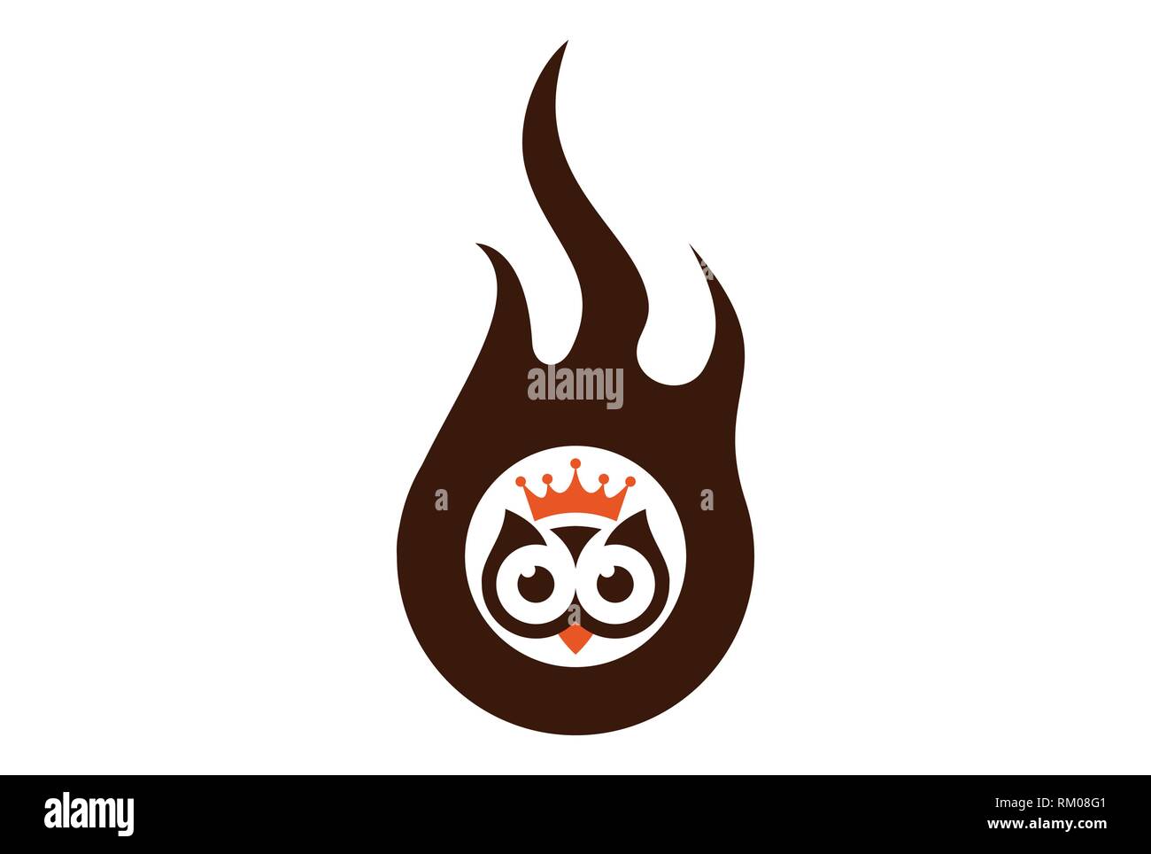 king owl fire logo icon Stock Vector