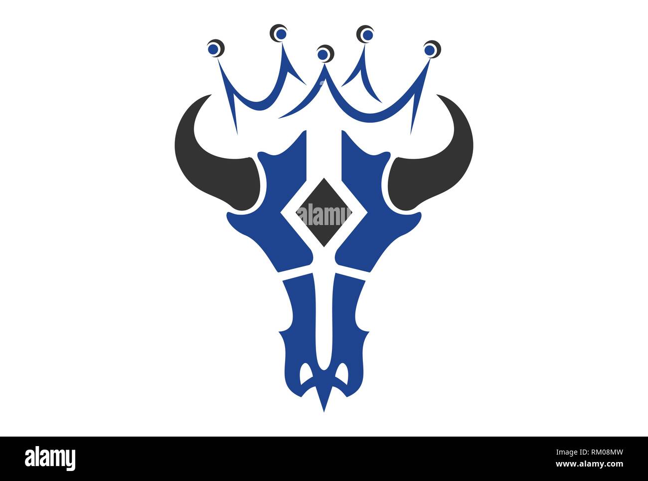bull skul king logo icon Stock Vector