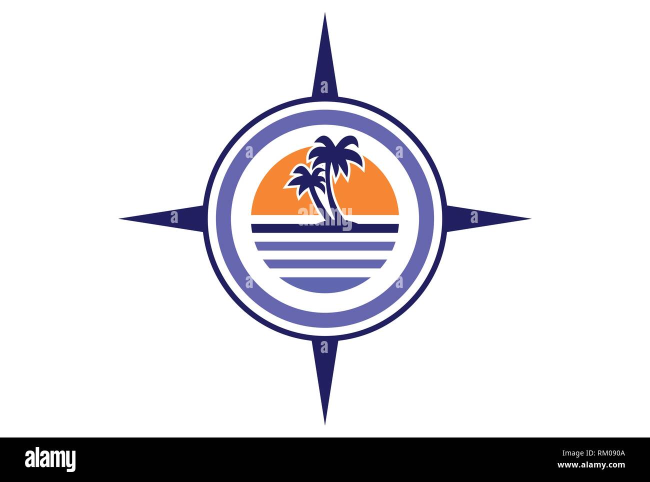 island compas archipelago logo Stock Vector