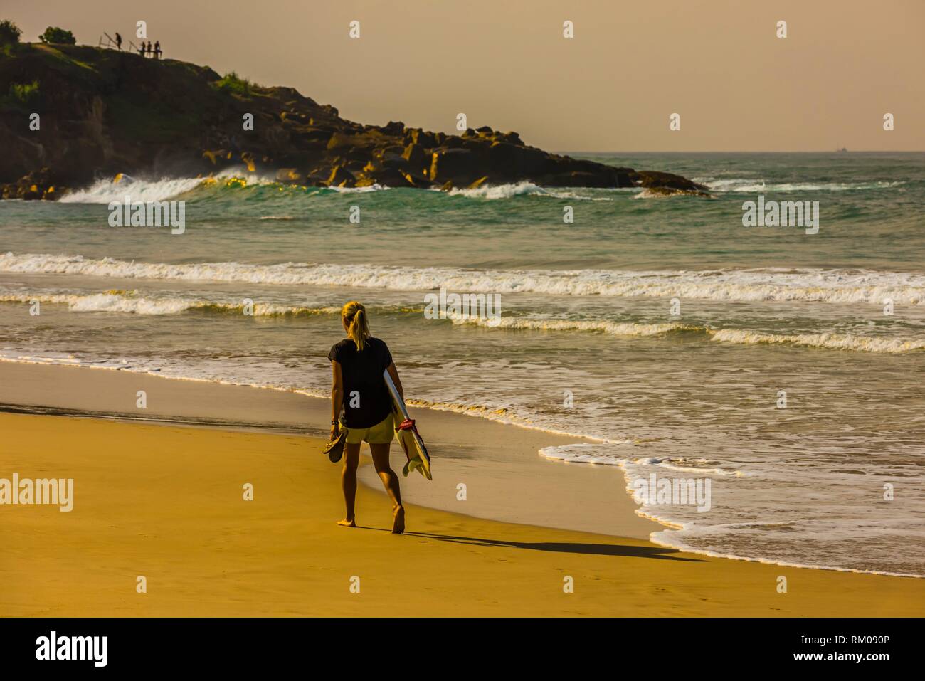 Female Surfer Mirissa Beach South Coast Of Sri Lanka Stock Photo