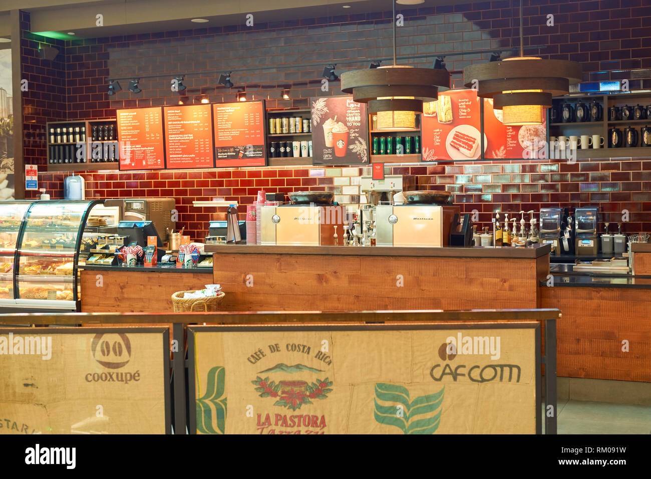 DUBAI CIRCA NOVEMBER, 2016 a Starbucks cafe in Dubai International Airport. Starbucks