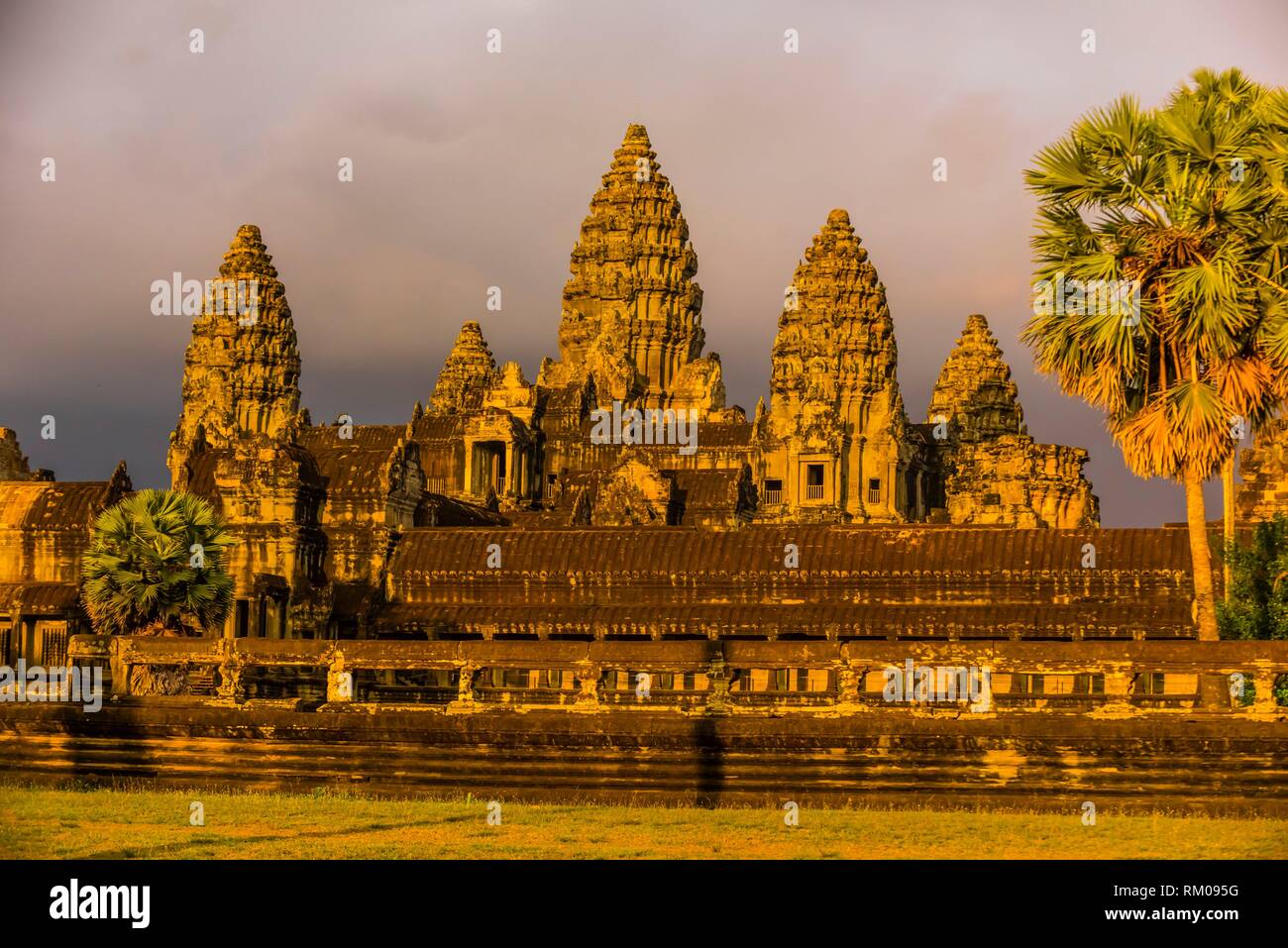 Angkor Wat, the largest religious monument in the world (means City which is a Temple); Cambodia. Stock Photo