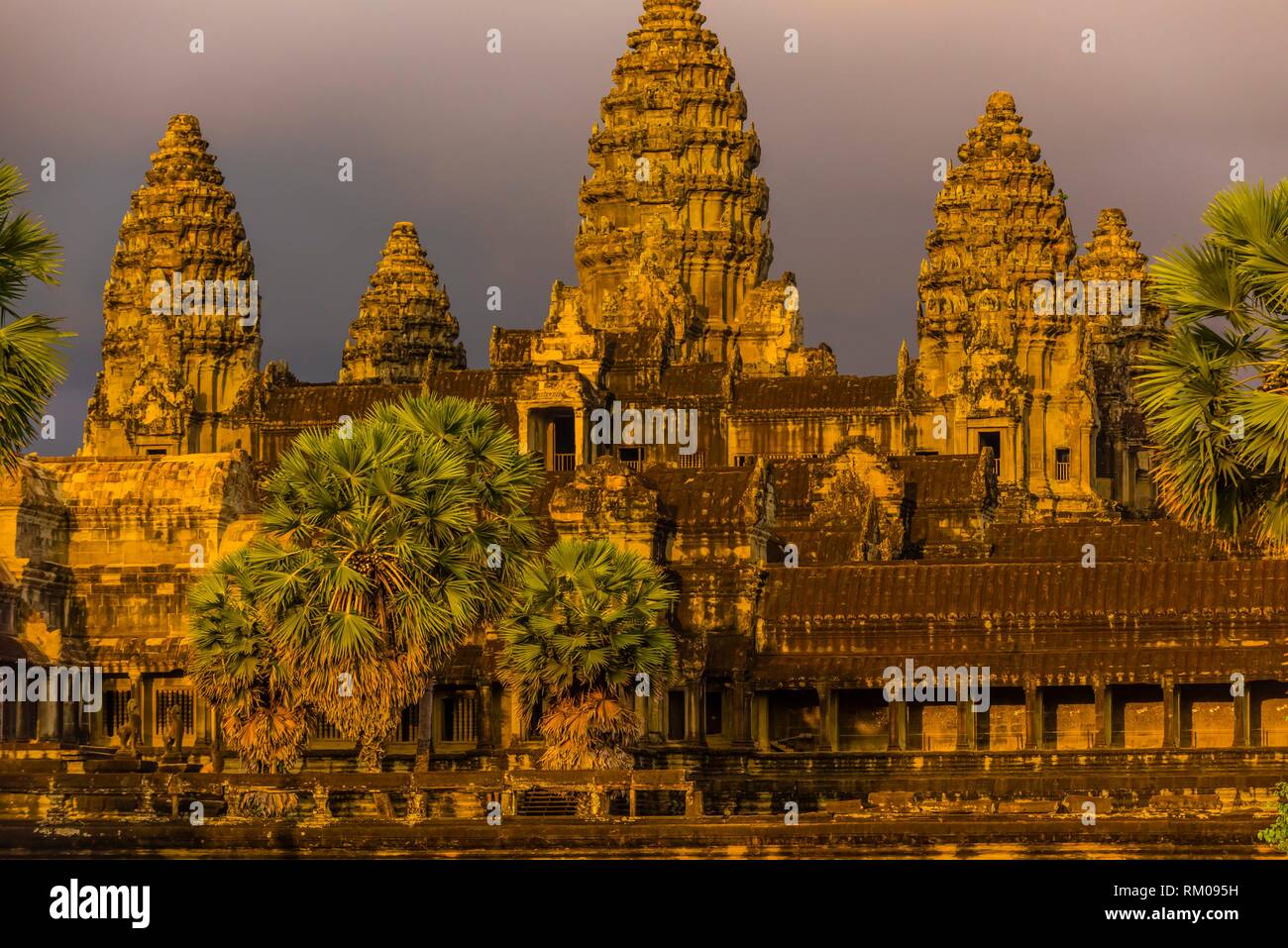 Angkor Wat, the largest religious monument in the world (means City which is a Temple); Cambodia. Stock Photo