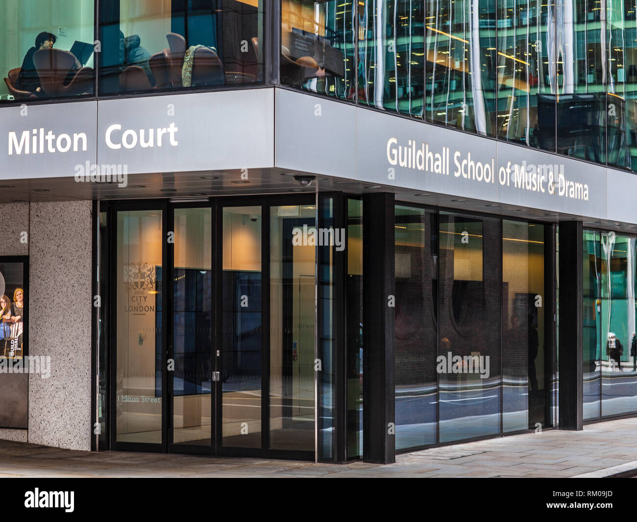 London Guildhall School of Music and Drama GSMD Milton Court Building in Central London - built in 2013, architects David Walker Architects and RHWL Stock Photo