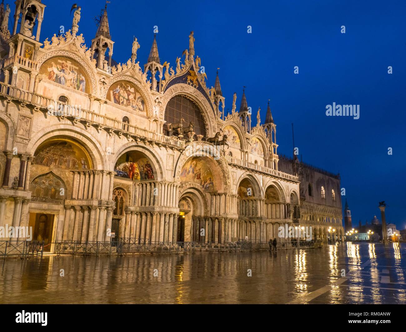 Blue Hour, St Mark's Basilica, Venice, Italy. Stock Photo