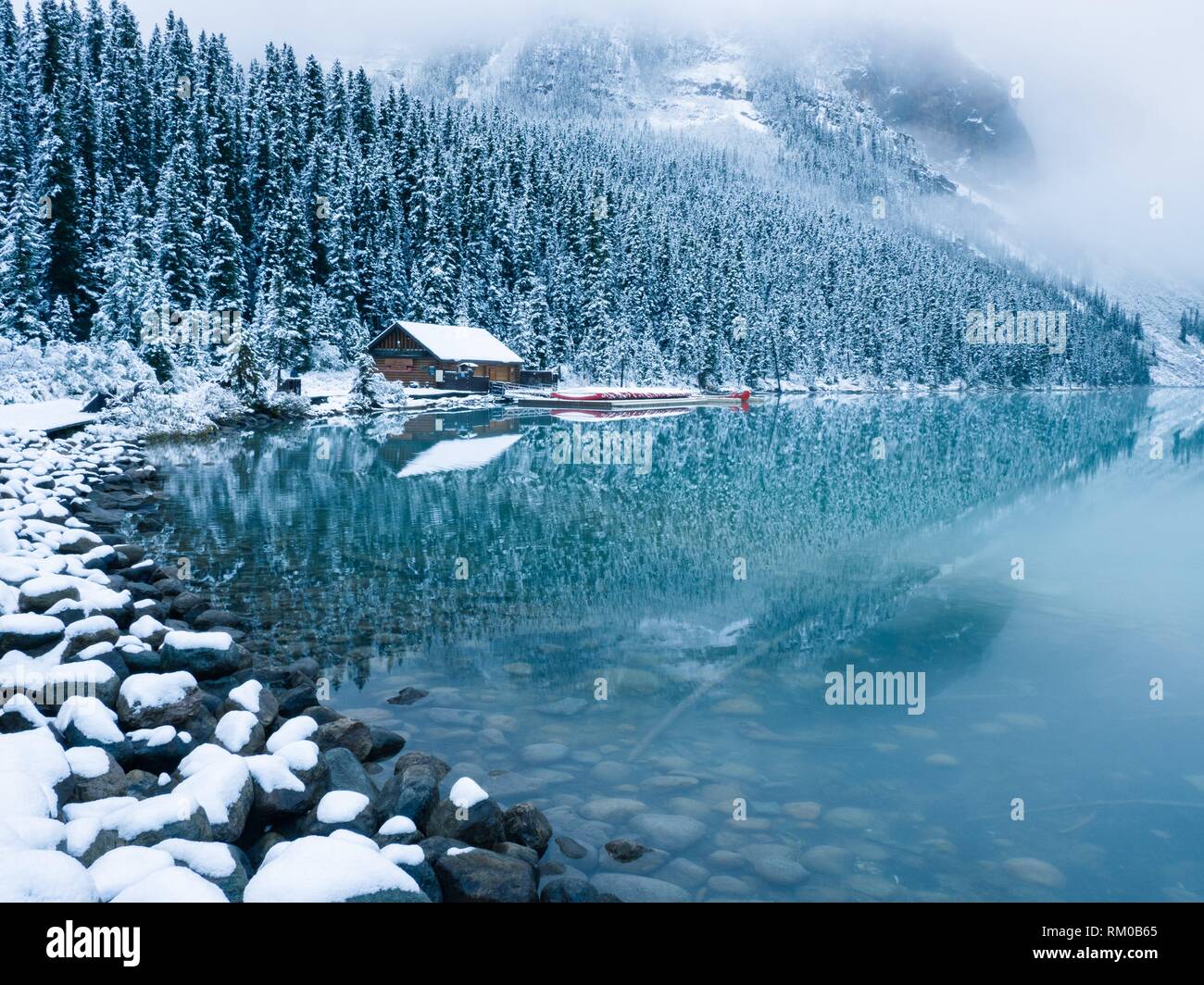 Canadian Rockies. Lake Louise. Winter. Stock Photo