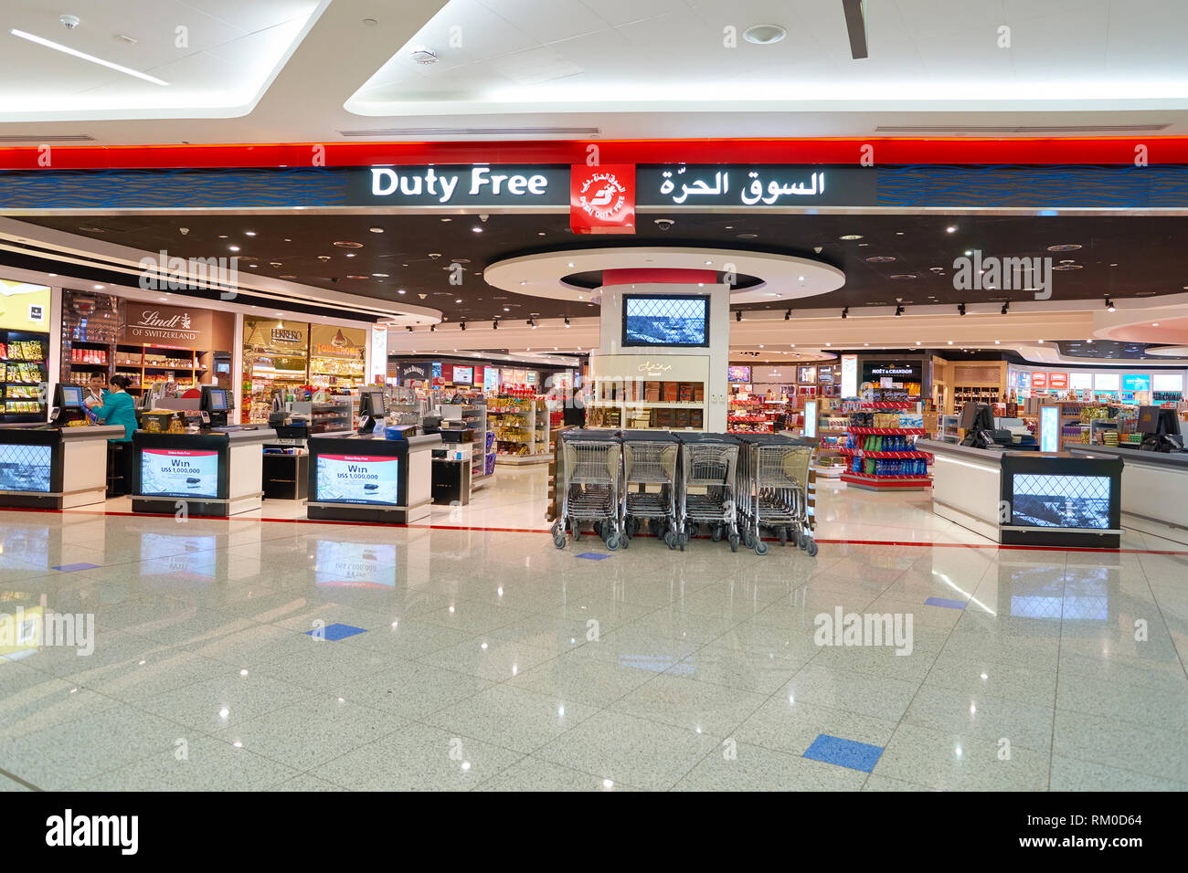 DUBAI, UAE - CIRCA NOVEMBER, 2016: duty free at Dubai International ...