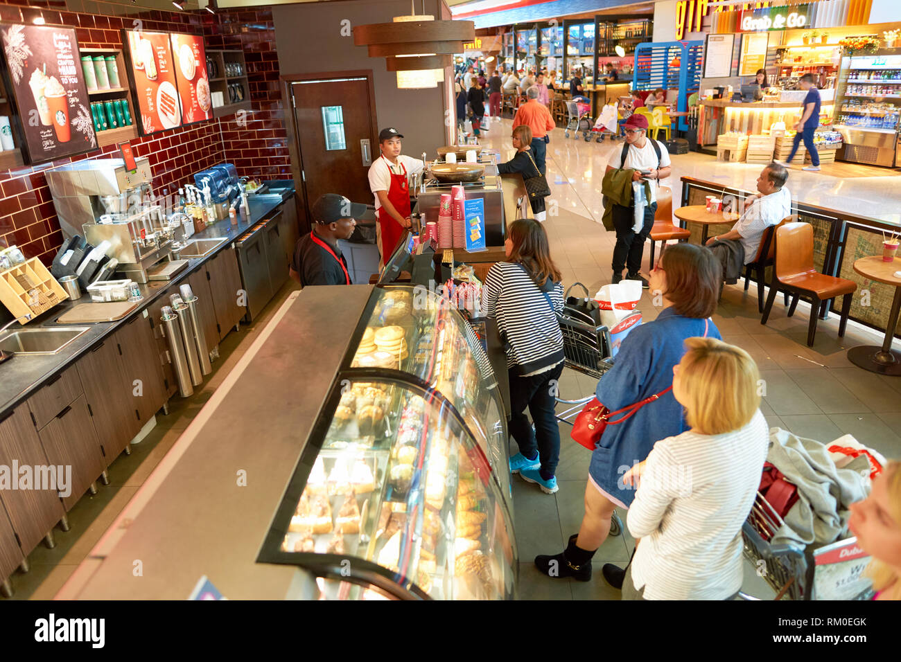 DUBAI CIRCA NOVEMBER, 2016 a Starbucks cafe in Dubai International Airport. Starbucks