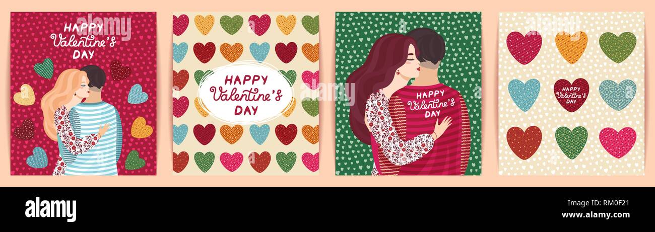 Romantic set of cute illustrations. Vector design concept for Valentines Day. Stock Vector
