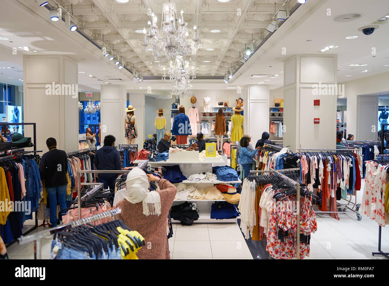 CHICAGO, IL - APRIL 01, 2016: inside Forever 21 store. Forever 21 is an ...