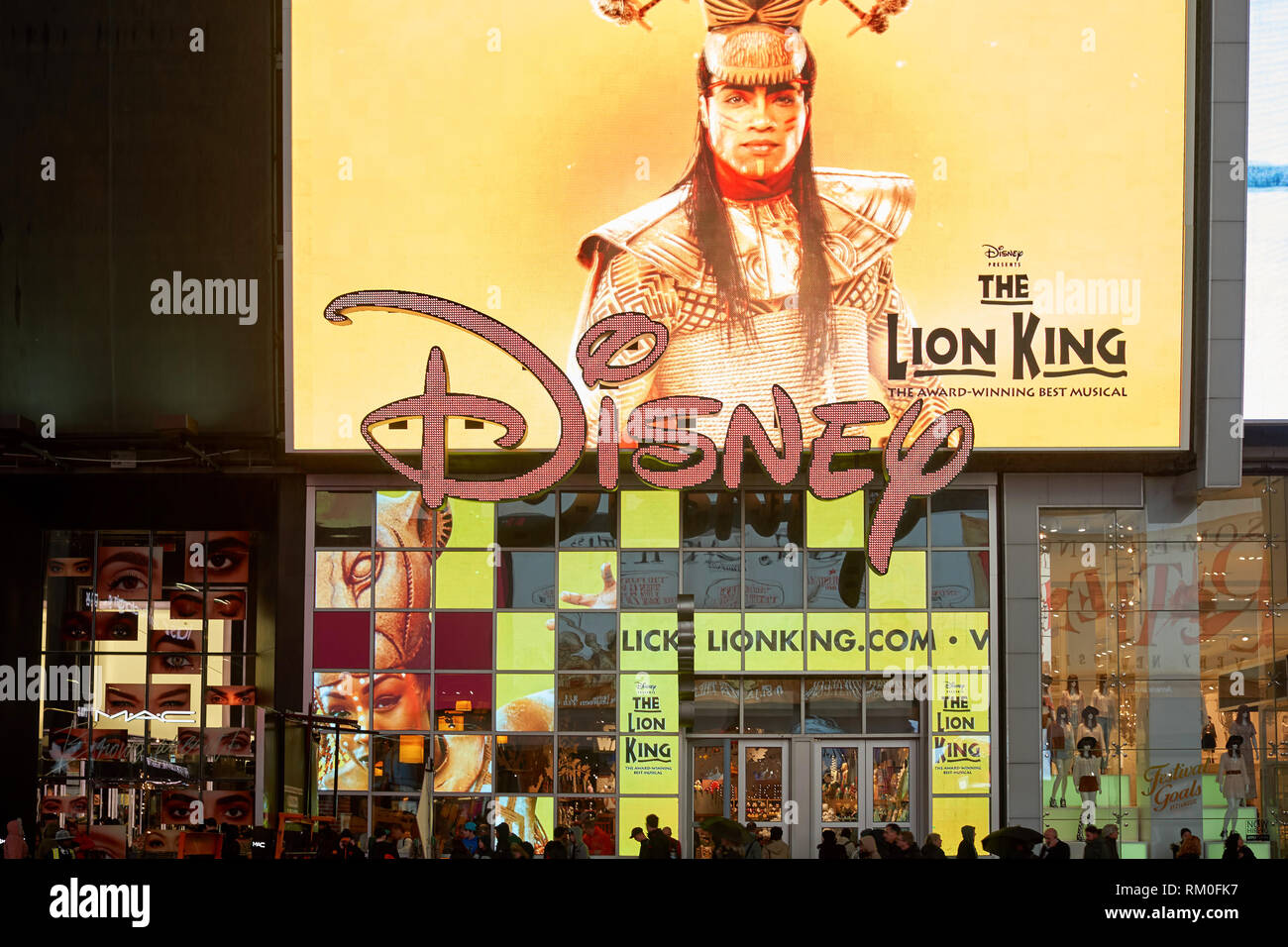 NEW YORK CIRCA MARCH, 2016 Times Square Disney Store at night