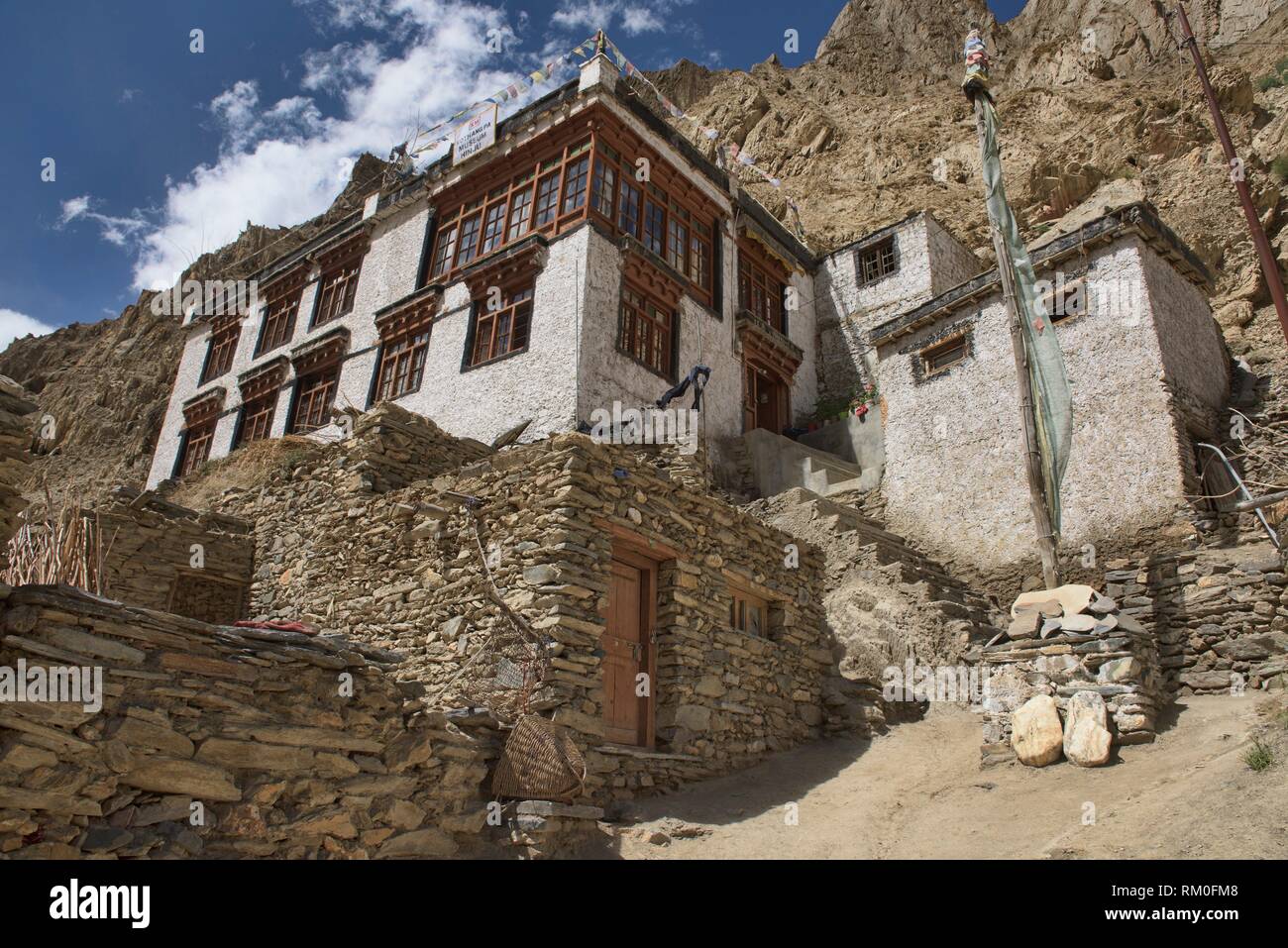 Old Ladakhi houses in the village of Hinju, Ladakh, India Stock Photo