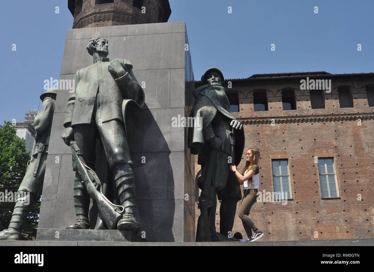 Turin, Italy: monument to Emanuele Filiberto Duca d´Aosta in Piazza Castello Stock Photo