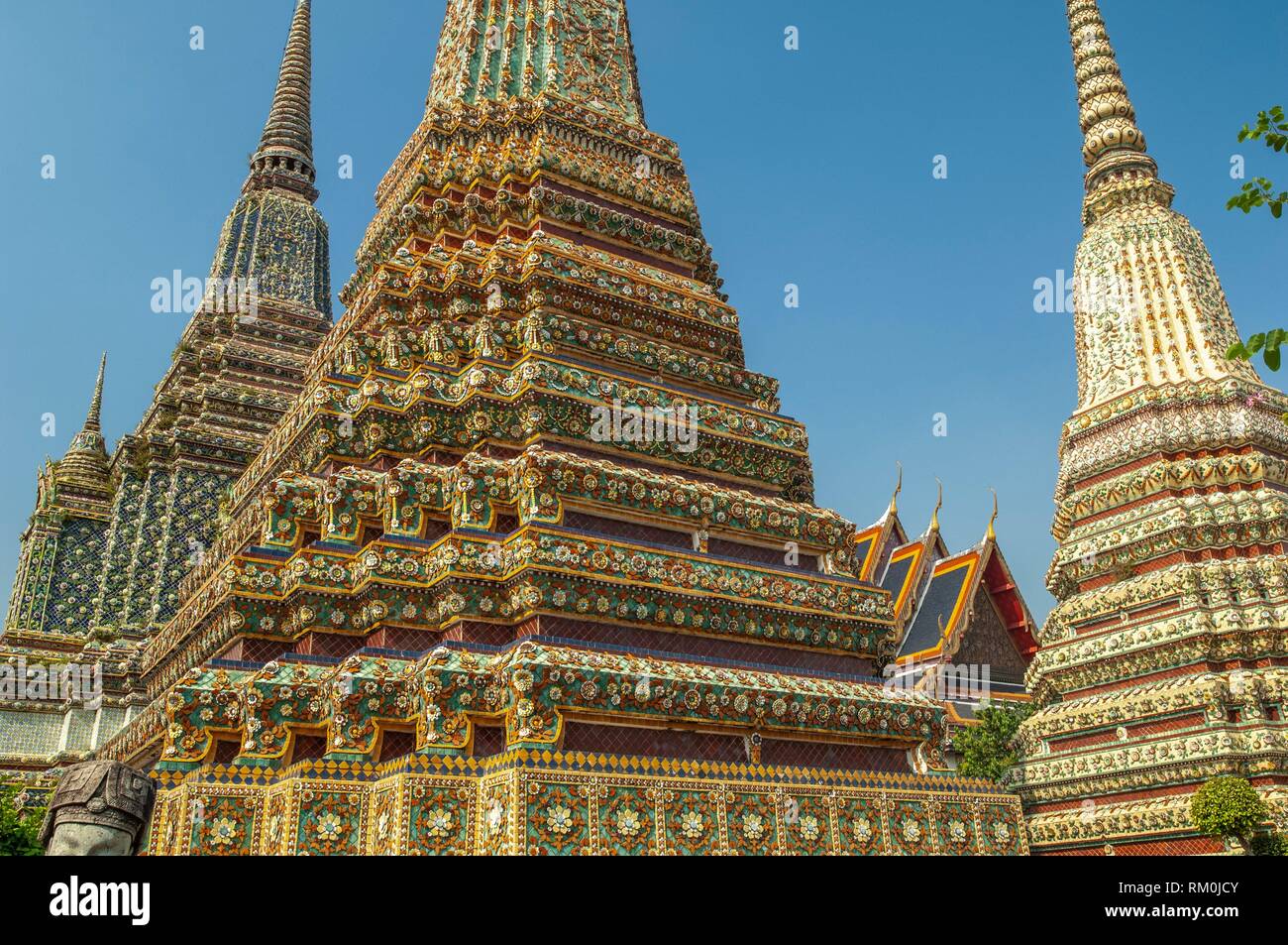 Wat Pho - Temple of the Reclining Buddha, its official name is Wat Phra Chetuphon Vimolmangklararm Rajwaramahaviharn, Phra Nakhon district, Bangkok, Stock Photo