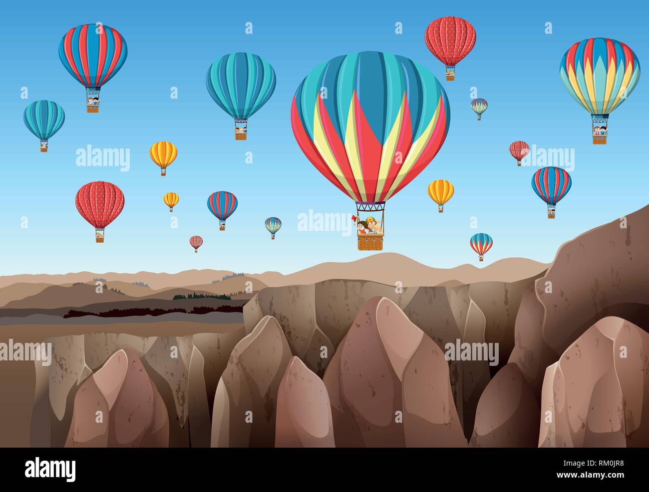 Travel by hot air balloon illustration Stock Vector Image & Art - Alamy