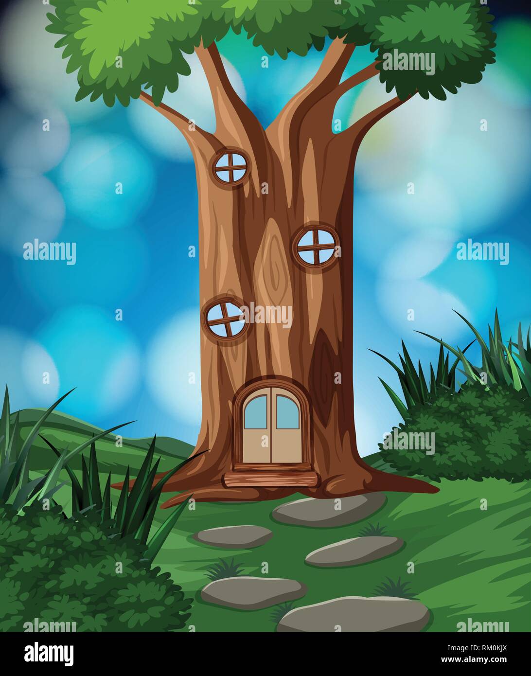 A tree house in nature illustration Stock Vector Image & Art - Alamy