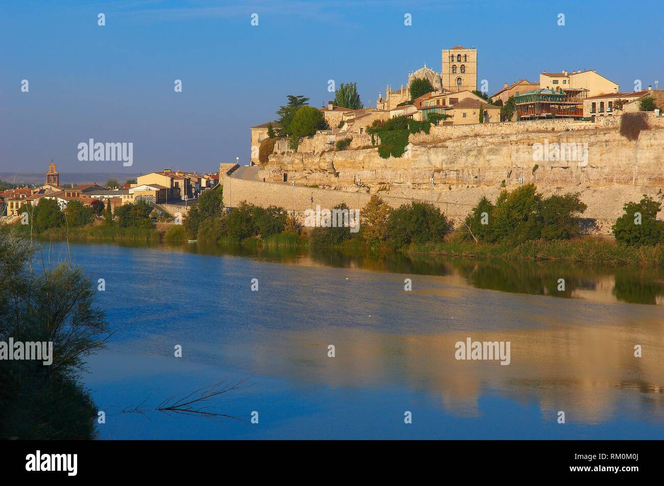 Cathedral and Duero river, Zamora, Silver Route, Castilla-Leon, Spain. Stock Photo