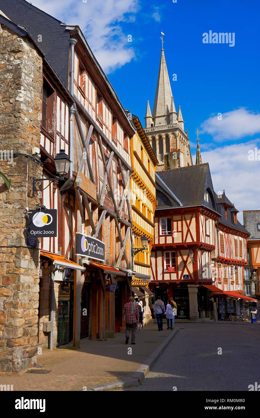 Vannes, City, Old Town and medieval houses, Morbihan, Bretagne, Brittany, France, Europe.. Stock Photo