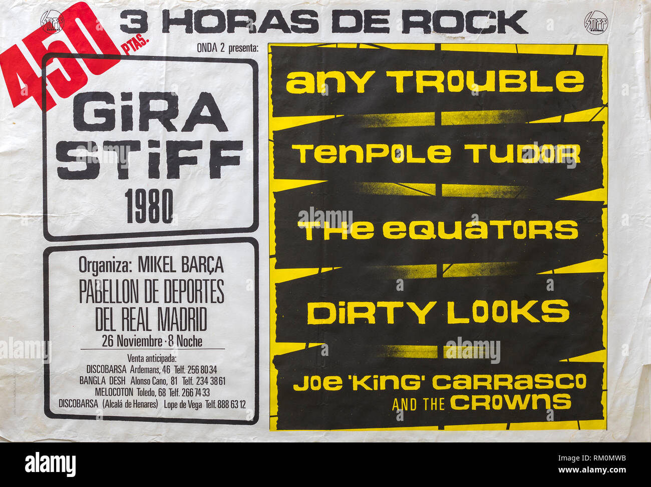 Gira Stiff Madrid 1980, Musical concert poster Stock Photo