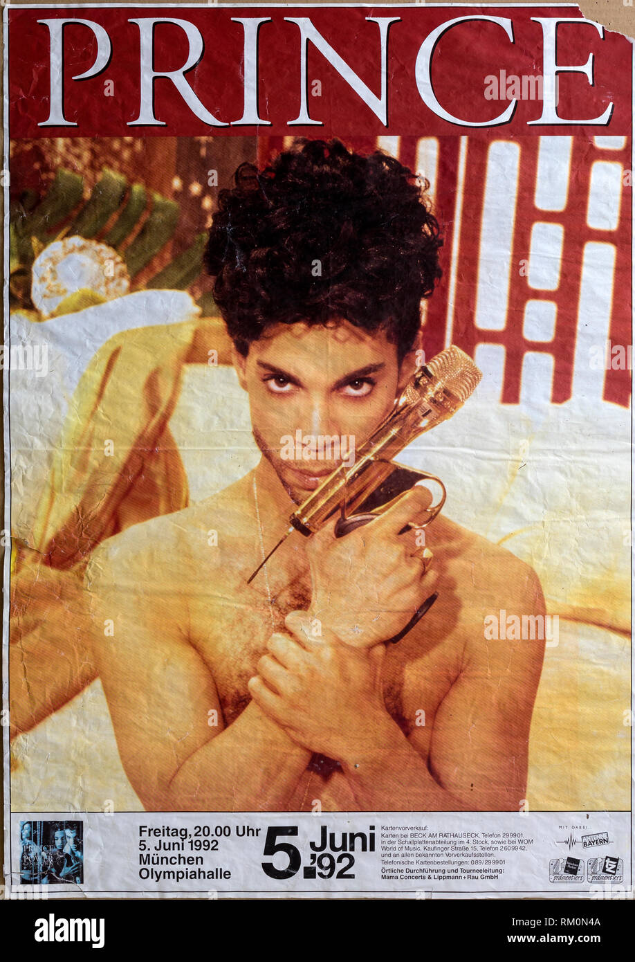Prince, Munich 1992 tour, Musical concert poster Stock Photo - Alamy