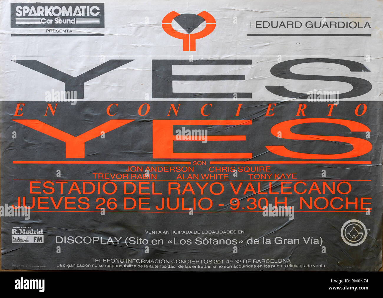 Yes, Madrid 1984, Musical concert poster Stock Photo
