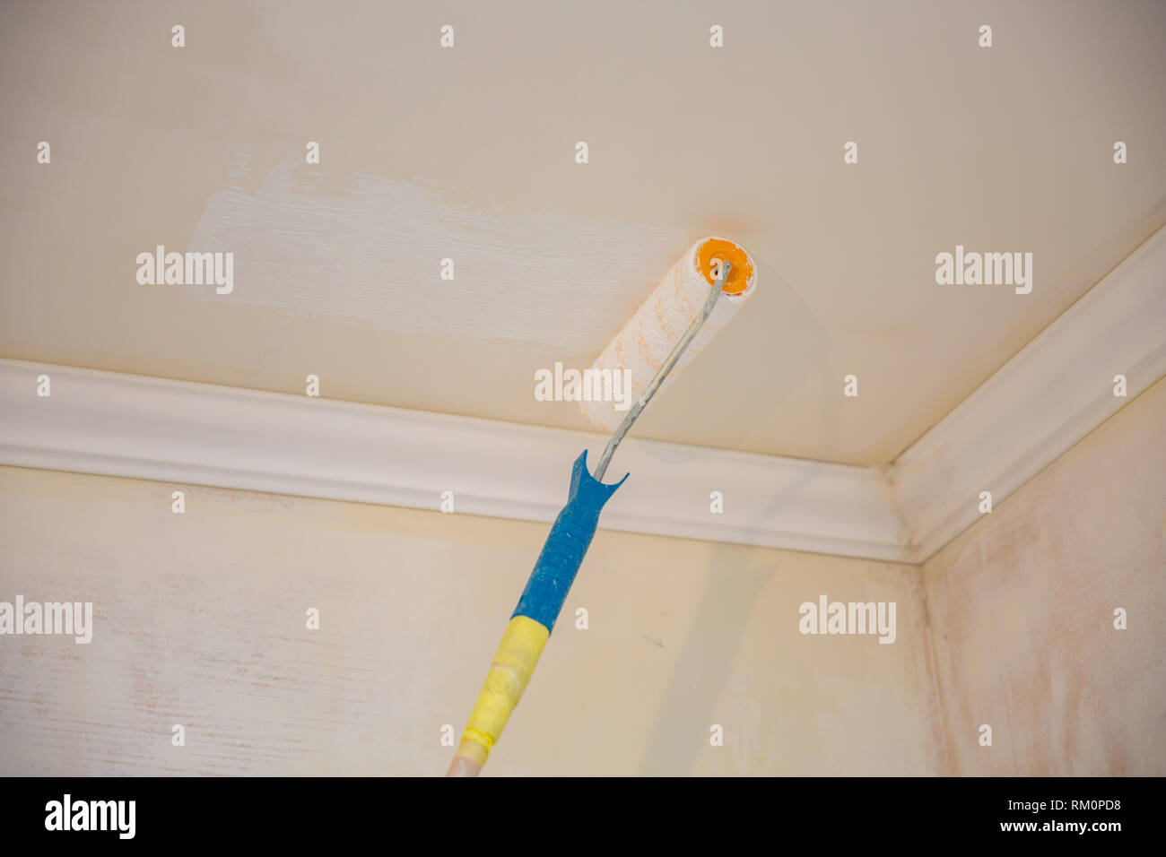 Painting A Gypsum Plaster Ceiling With Paint Roller Repairs